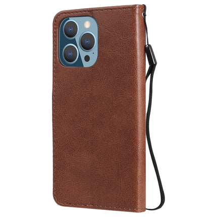 Pure Color Horizontal Flip Leather Case with Holder & Card Slots & Wallet & Lanyard For iPhone 13 Pro(Brown)-garmade.com