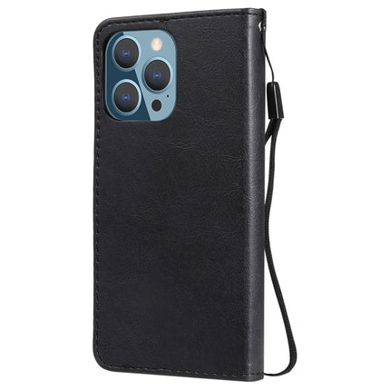 Pure Color Horizontal Flip Leather Case with Holder & Card Slots & Wallet & Lanyard For iPhone 13 Pro(Black)-garmade.com