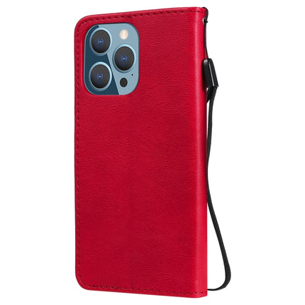 Pure Color Horizontal Flip Leather Case with Holder & Card Slots & Wallet & Lanyard For iPhone 13 Pro(Red)-garmade.com