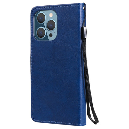 Pure Color Horizontal Flip Leather Case with Holder & Card Slots & Wallet & Lanyard For iPhone 13 Pro(Blue)-garmade.com