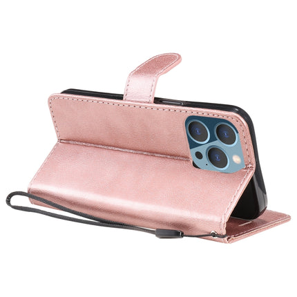 Pure Color Horizontal Flip Leather Case with Holder & Card Slots & Wallet & Lanyard For iPhone 13 Pro(Rose Gold)-garmade.com