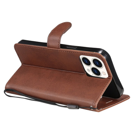 Pure Color Horizontal Flip Leather Case with Holder & Card Slots & Wallet & Lanyard For iPhone 13 Pro Max(Brown)-garmade.com