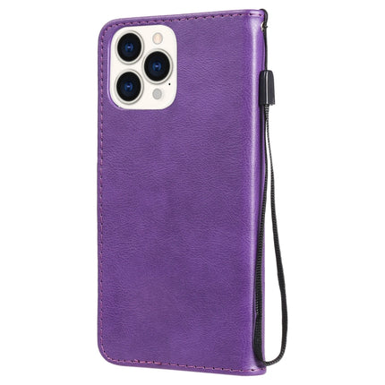 Pure Color Horizontal Flip Leather Case with Holder & Card Slots & Wallet & Lanyard For iPhone 13 Pro Max(Purple)-garmade.com