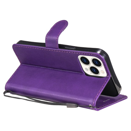 Pure Color Horizontal Flip Leather Case with Holder & Card Slots & Wallet & Lanyard For iPhone 13 Pro Max(Purple)-garmade.com