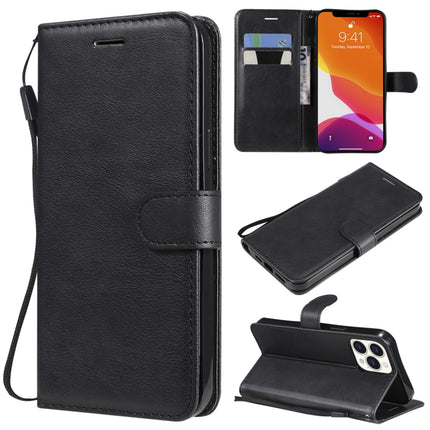 Pure Color Horizontal Flip Leather Case with Holder & Card Slots & Wallet & Lanyard For iPhone 13 Pro Max(Black)-garmade.com