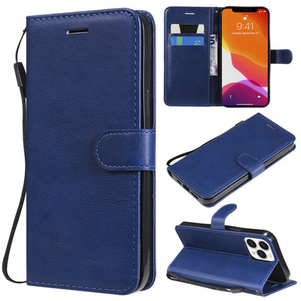 Pure Color Horizontal Flip Leather Case with Holder & Card Slots & Wallet & Lanyard For iPhone 13 Pro Max(Blue)-garmade.com