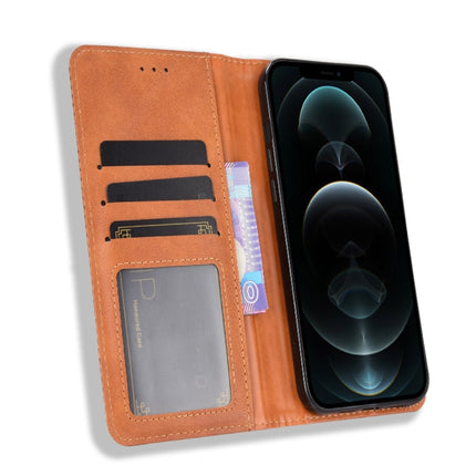 Magnetic Buckle Retro Pattern Horizontal Flip Leather Case with Holder & Card Slot & Wallet For iPhone 13 mini(Brown)-garmade.com