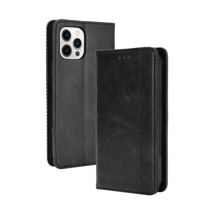 Magnetic Buckle Retro Pattern Horizontal Flip Leather Case with Holder & Card Slot & Wallet For iPhone 13(Black)-garmade.com