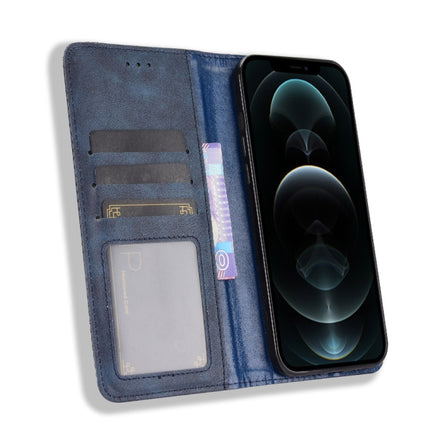 Magnetic Buckle Retro Pattern Horizontal Flip Leather Case with Holder & Card Slot & Wallet For iPhone 13(Blue)-garmade.com