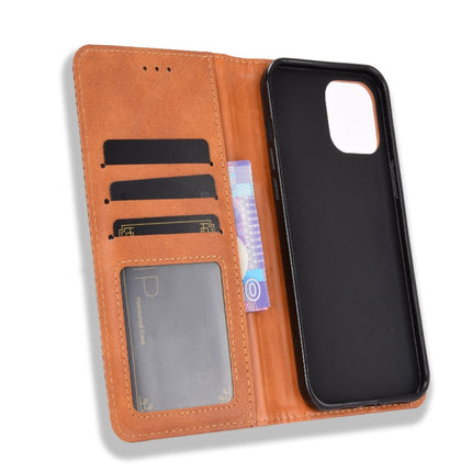 Magnetic Buckle Retro Pattern Horizontal Flip Leather Case with Holder & Card Slot & Wallet For iPhone 13 Pro(Brown)-garmade.com
