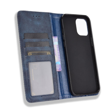 Magnetic Buckle Retro Pattern Horizontal Flip Leather Case with Holder & Card Slot & Wallet For iPhone 13 Pro Max(Blue)-garmade.com