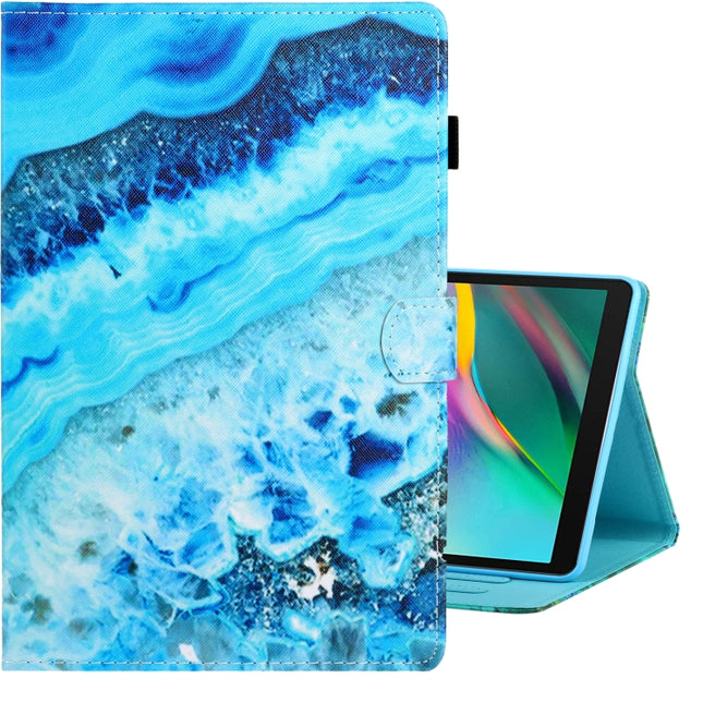 For Galaxy Tab A 8.0 (2019) / T290 Colored Drawing Horizontal Flip PU Leather Case with Holder & Card Slot(Blue Marble)-garmade.com