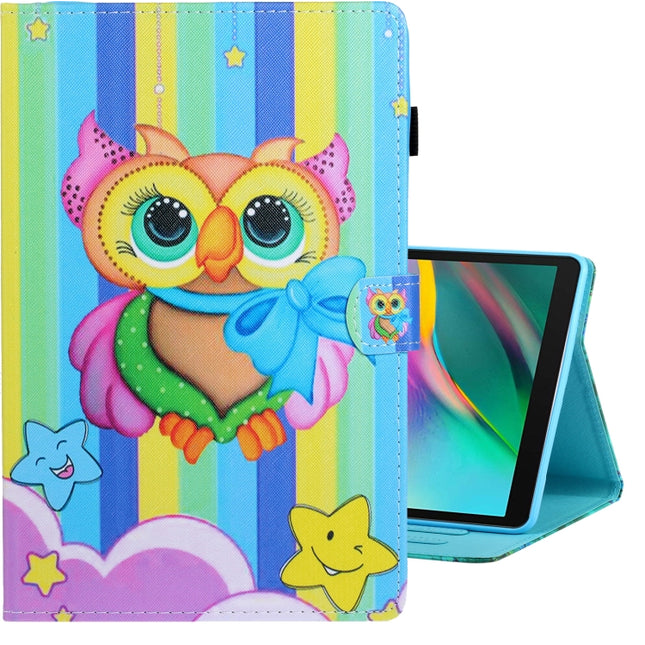 For Galaxy Tab A 8.0 (2019) / T290 Colored Drawing Horizontal Flip PU Leather Case with Holder & Card Slot(Rainbow Owl)-garmade.com