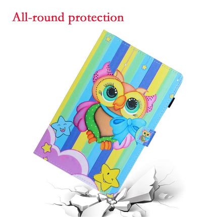 For Galaxy Tab A 8.0 (2019) / T290 Colored Drawing Horizontal Flip PU Leather Case with Holder & Card Slot(Rainbow Owl)-garmade.com