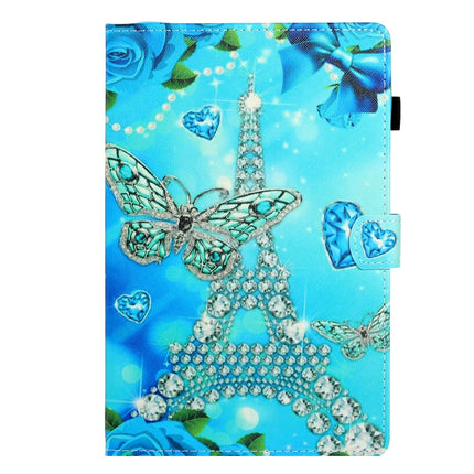 For Galaxy Tab S5e T720 Colored Drawing Horizontal Flip PU Leather Case with Holder & Card Slot & Sleep / Wake-up Function(Butterfly Tower)-garmade.com
