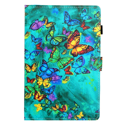 For Galaxy Tab S6 T860 Colored Drawing Horizontal Flip PU Leather Case with Holder & Card Slot & Sleep / Wake-up Function(Green Butterfly)-garmade.com