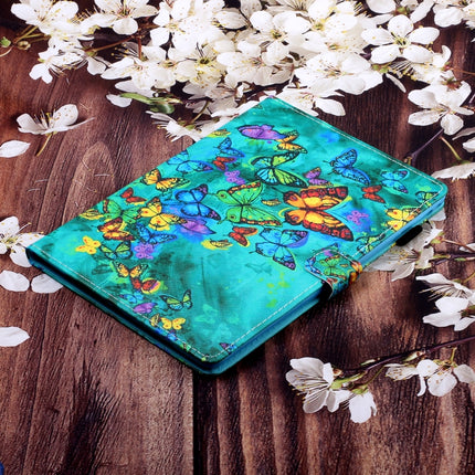 For Galaxy Tab S6 T860 Colored Drawing Horizontal Flip PU Leather Case with Holder & Card Slot & Sleep / Wake-up Function(Green Butterfly)-garmade.com