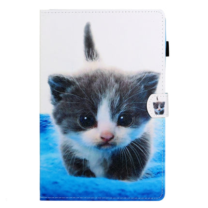 For Galaxy Tab S6 T860 Colored Drawing Horizontal Flip PU Leather Case with Holder & Card Slot & Sleep / Wake-up Function(Blue White cat)-garmade.com