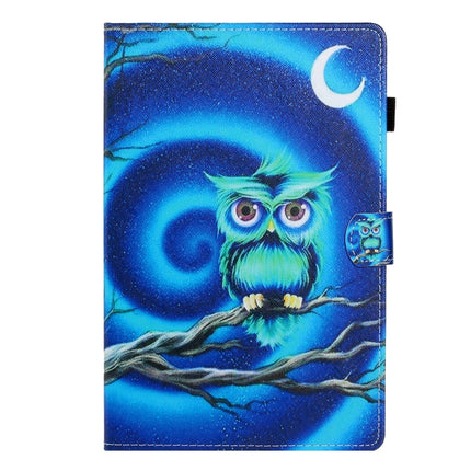 For Galaxy Tab S6 T860 Colored Drawing Horizontal Flip PU Leather Case with Holder & Card Slot & Sleep / Wake-up Function(Moon Owl)-garmade.com