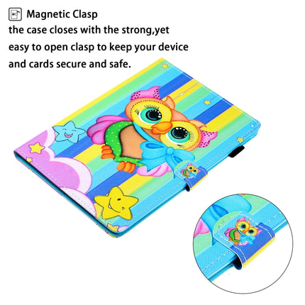 For Galaxy Tab S6 T860 Colored Drawing Horizontal Flip PU Leather Case with Holder & Card Slot & Sleep / Wake-up Function(Rainbow Owl)-garmade.com