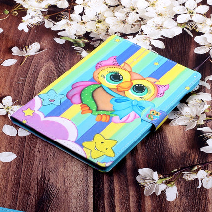For Galaxy Tab S6 T860 Colored Drawing Horizontal Flip PU Leather Case with Holder & Card Slot & Sleep / Wake-up Function(Rainbow Owl)-garmade.com