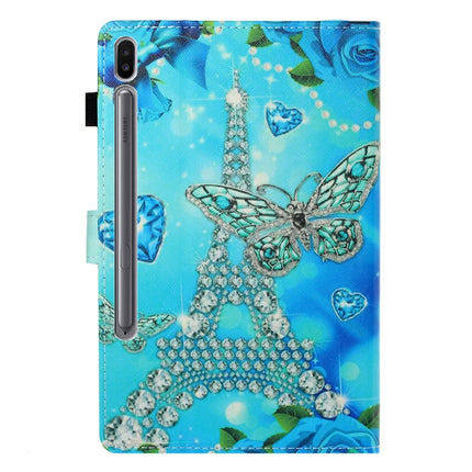 For Galaxy Tab S6 T860 Colored Drawing Horizontal Flip PU Leather Case with Holder & Card Slot & Sleep / Wake-up Function(Butterfly Tower)-garmade.com