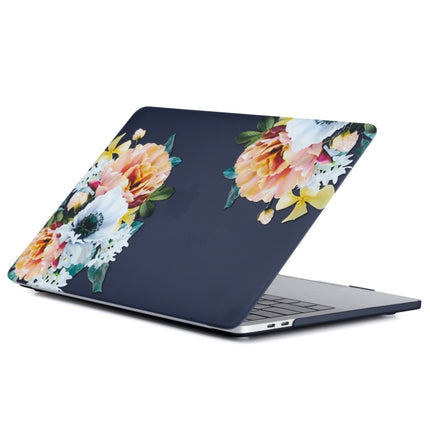 For Macbook Pro 16 inch Laptop Water Stick Style Protective Case(Black Flower)-garmade.com