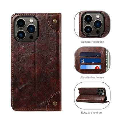 Baroque Simple Horizontal Flip Leather Case with Holder & Card Slots & Wallet For iPhone 13 Pro Max(Dark Brown)-garmade.com
