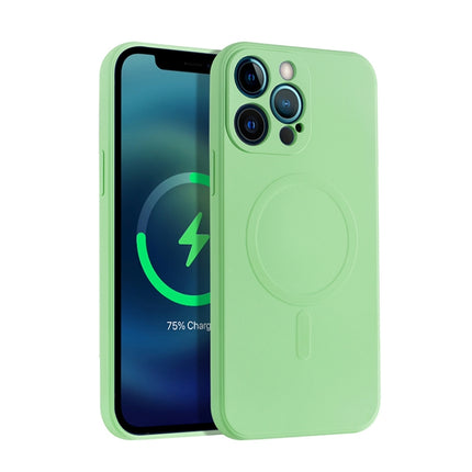 Liquid Silicone Full Coverage Shockproof Magsafe Case For iPhone 13 mini(Green)-garmade.com