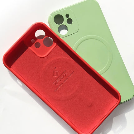 Liquid Silicone Full Coverage Shockproof Magsafe Case For iPhone 13 mini(Dark Red)-garmade.com