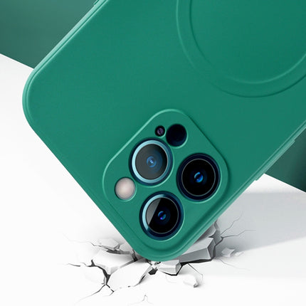 Liquid Silicone Full Coverage Shockproof Magsafe Case For iPhone 13 mini(Green)-garmade.com