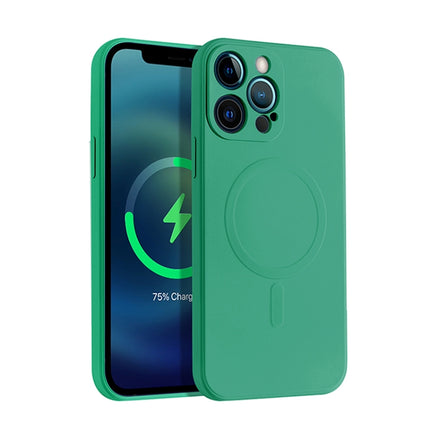 Liquid Silicone Full Coverage Shockproof Magsafe Case For iPhone 13 Pro Max(Dark Green)-garmade.com