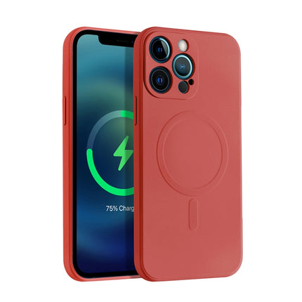 Liquid Silicone Full Coverage Shockproof Magsafe Case For iPhone 13 Pro Max(Dark Red)-garmade.com