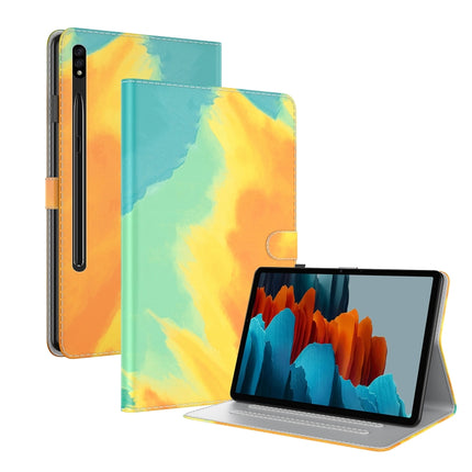 For Samsung Galaxy Tab S8+ / Tab S8 Plus / Tab S7 FE / Tab S7+ 12.4 inch T970 / T976B Voltage Watercolor Pattern Skin Feel Magnetic Horizontal Flip PU Leather Case with Holder & Card Slots & Photo Frame(Autumn Leaves)-garmade.com