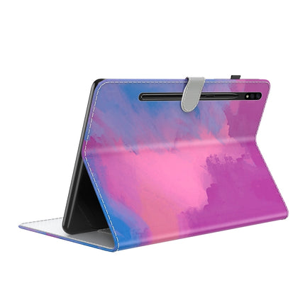 For Samsung Galaxy Tab S8+ / Tab S8 Plus / Tab S7 FE / Tab S7+ 12.4 inch T970 / T976B Voltage Watercolor Pattern Skin Feel Magnetic Horizontal Flip PU Leather Case with Holder & Card Slots & Photo Frame(Purple Red)-garmade.com