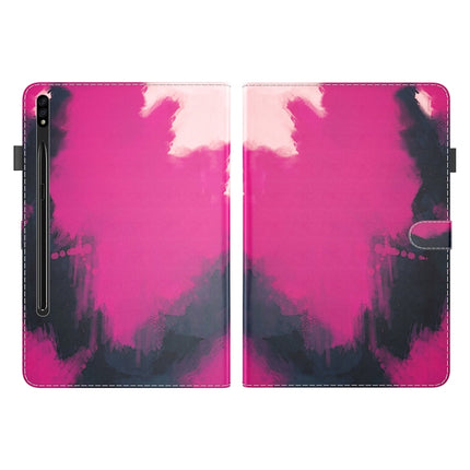 For Samsung Galaxy Tab S8+ / Tab S8 Plus / Tab S7 FE / Tab S7+ 12.4 inch T970 / T976B Voltage Watercolor Pattern Skin Feel Magnetic Horizontal Flip PU Leather Case with Holder & Card Slots & Photo Frame(Berry)-garmade.com