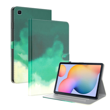 For Samsung Galaxy Tab S6 Lite 10.4 inch P610 / P615 Voltage Watercolor Pattern Skin Feel Magnetic Horizontal Flip PU Leather Case with Holder & Card Slots & Photo Frame & Sleep / Wake-up Function(Cyan Green)-garmade.com