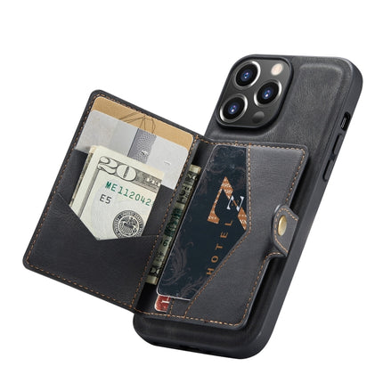 JEEHOOD Retro Magnetic Detachable Protective Case with Wallet & Card Slot & Holder For iPhone 13 mini(Black)-garmade.com