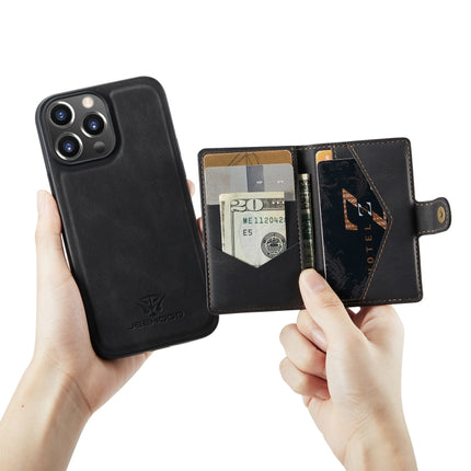 JEEHOOD Retro Magnetic Detachable Protective Case with Wallet & Card Slot & Holder For iPhone 13 mini(Black)-garmade.com