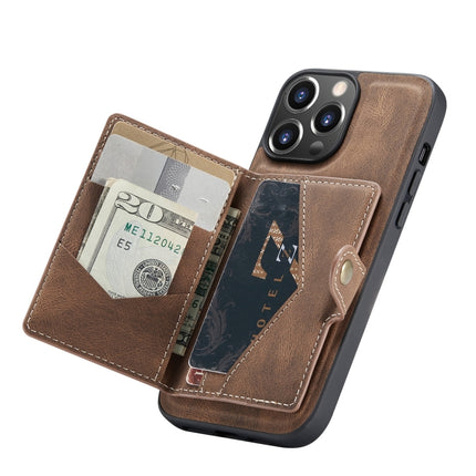 JEEHOOD Retro Magnetic Detachable Protective Case with Wallet & Card Slot & Holder For iPhone 13 mini(Brown)-garmade.com