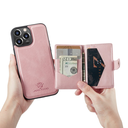 JEEHOOD Retro Magnetic Detachable Protective Case with Wallet & Card Slot & Holder For iPhone 13 mini(Pink)-garmade.com