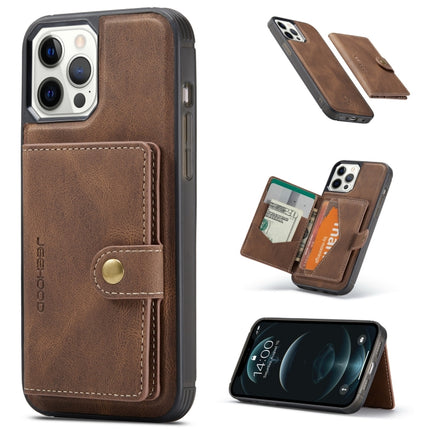 JEEHOOD Retro Magnetic Detachable Protective Case with Wallet & Card Slot & Holder For iPhone 13(Brown)-garmade.com