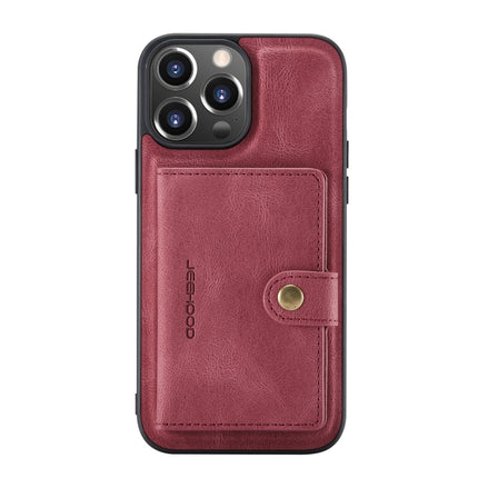 JEEHOOD Retro Magnetic Detachable Protective Case with Wallet & Card Slot & Holder For iPhone 13(Red)-garmade.com