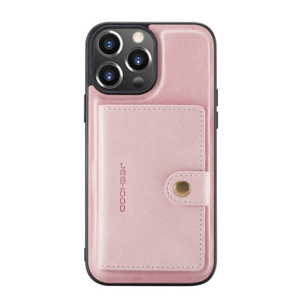 JEEHOOD Retro Magnetic Detachable Protective Case with Wallet & Card Slot & Holder For iPhone 13(Pink)-garmade.com