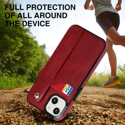 Crazy Horse Texture Shockproof TPU + PU Leather Case with Card Slot & Wrist Strap Holder For iPhone 13 mini(Red)-garmade.com