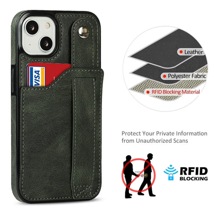 Crazy Horse Texture Shockproof TPU + PU Leather Case with Card Slot & Wrist Strap Holder For iPhone 13 mini(Emerald Green)-garmade.com