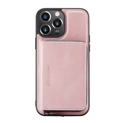 JEEHOOD Magnetic Zipper Horizontal Flip Leather Case with Holder & Card Slot & Wallet For iPhone 13 mini(Pink)-garmade.com
