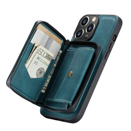 JEEHOOD Magnetic Zipper Horizontal Flip Leather Case with Holder & Card Slot & Wallet For iPhone 13 mini(Blue)-garmade.com