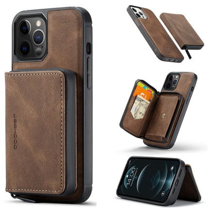 JEEHOOD Magnetic Zipper Horizontal Flip Leather Case with Holder & Card Slot & Wallet For iPhone 13 mini(Brown)-garmade.com