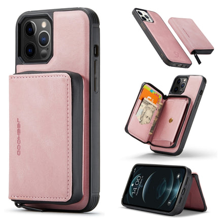JEEHOOD Magnetic Zipper Horizontal Flip Leather Case with Holder & Card Slot & Wallet For iPhone 13(Pink)-garmade.com